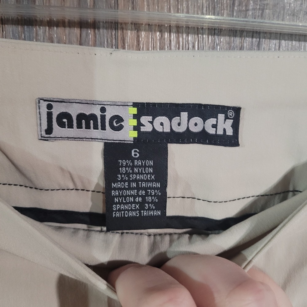 Jamie Sadock Pull On Golf Shorts Size 6 x 14 Cream Pockets Elastic Waist - Picture 9 of 11